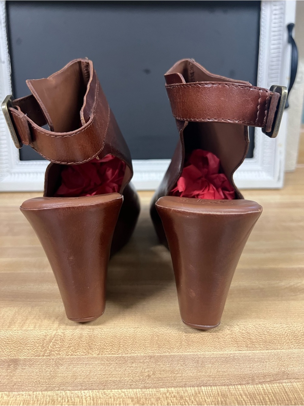 Kork-Ease Brown Leather Platform Wedge sandal - Picture 4 of 8